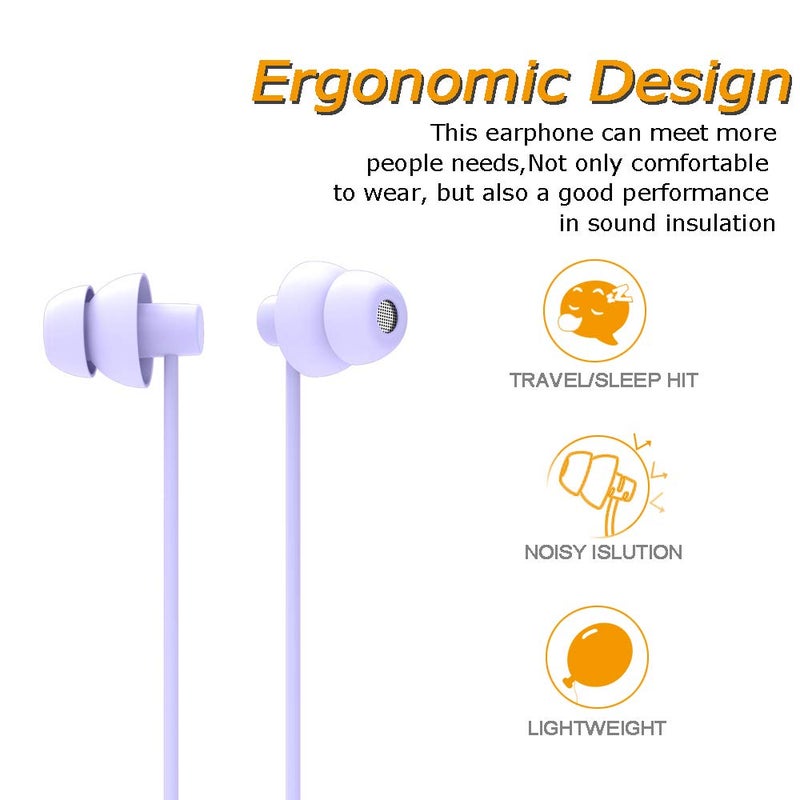 MAXROCK (TM Total Soft Silicon Headphones with Mic Sleep Travel Choice for Cellphones Tablets and 3.5mm Jack (Violet) - Image 3